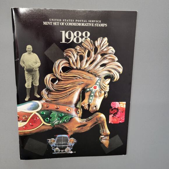 Vintage 1988 US Postal Service Commemorative Stamp Set Book Carousel Car Classic - Picture 1 of 16
